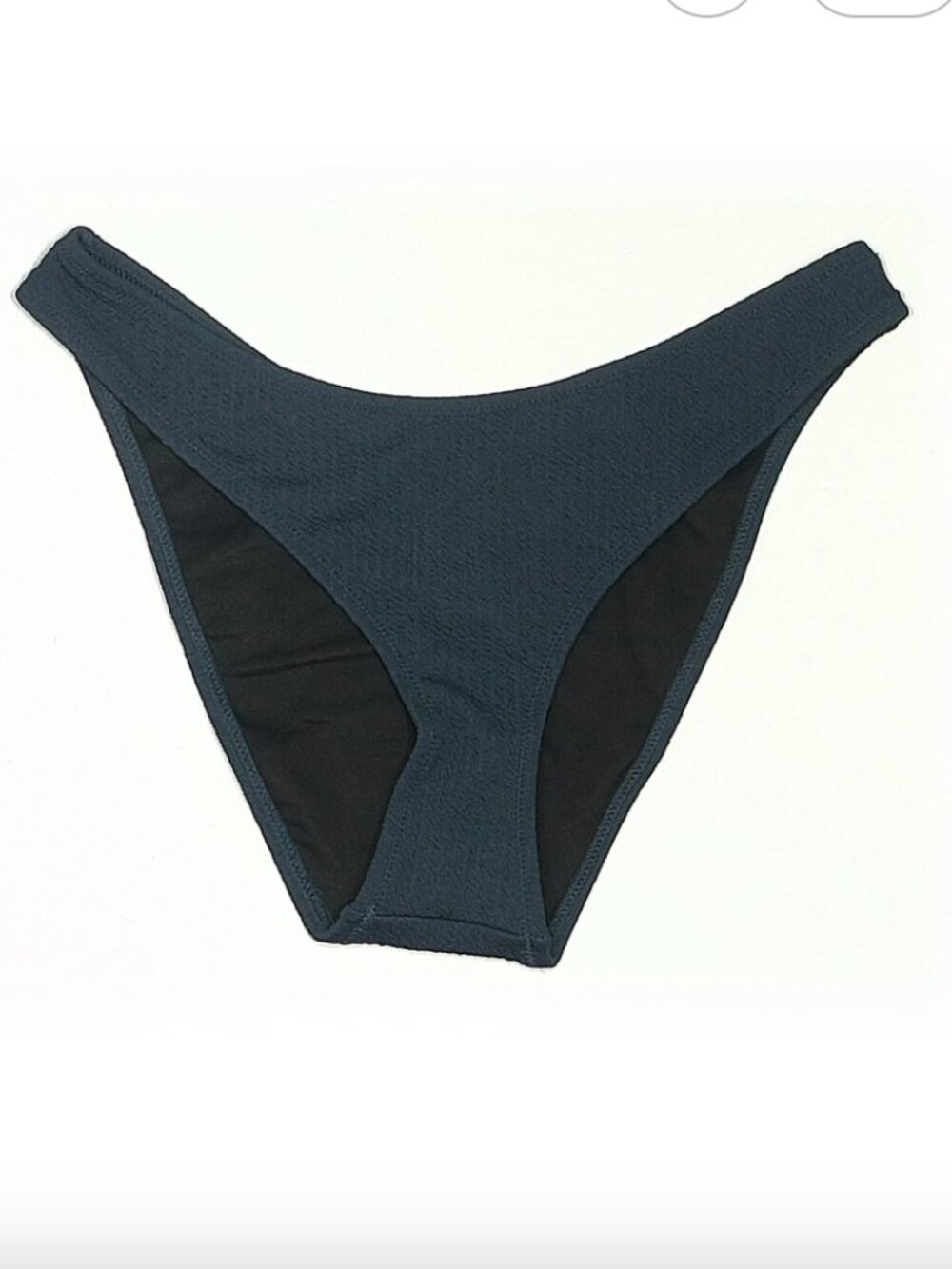 New J.Crew Textured curved-waist Navy ribbed bikini bottom sz XS cheeky